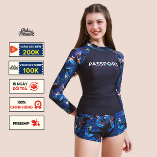 Đồ bơi Nữ BIKINI PASSPORT kiểu Quần short, áo tay dài Logo - màu Floral - BS346_FLO