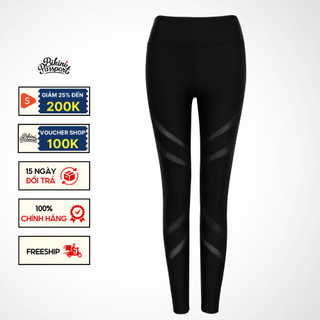 Quần bơi Nữ BIKINI PASSPORT kiểu dài phối lưới xéo - màu Đen - BS315_BL