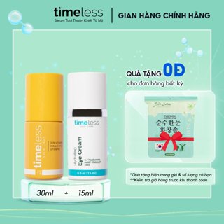 Combo Serum Timeless 20% Vitamin C Làm Sáng Giảm Thâm & Hydrating Eye Cream 15ml Giảm Thâm Mắt