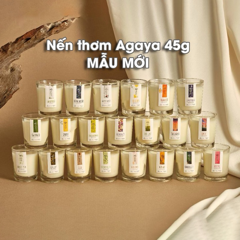 [AGAYA mini size] Nến thơm Agaya, Nến thơm Candle Cup 45g hũ thuỷ tinh tim cotton