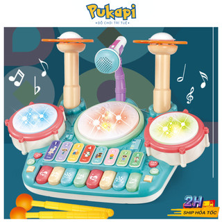  Bộ Đồ Chơi Nhạc Cụ Trống Kết Hợp Phím Đàn Piano Kèm Mic Đồ Chơi Âm Nhạc Vui Nhộn - Đồ Chơi Cho Bé PUKAPI 