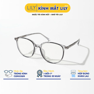 Kính gọng tròn to nam nữ LILYEYEWEAR chất liệu nhựa càng cốt kim loại chắc chắn thời trang dễ đeo 30230