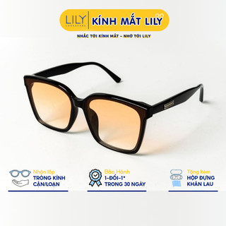 Kính mát mắt vuông nam nữ LILYEYEWEAR chất liệu nhựa cứng cáp chắc chắn CHỐNG TIA UV400 kiểu dáng thời trang KC23390