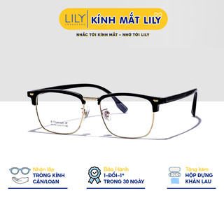Kính cận mắt vuông nam nữ LILYEYEWEAR chất liệu B-TITANIUM kiểu dáng dễ đeo thời trang Hàn Quốc FC154