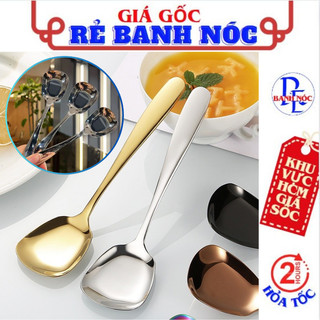 Thìa Inox Ăn Cơm, Cháo,Súp Đầu Bầu Vuông Cán Dài Cao Cấp - Muỗng Inox Sáng Bóng Gỉ Sét - Thìa Ăn Cơm
