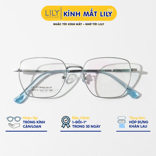 Gọng kính đa giác nam nữ LILYEYEWEAR kiểu dáng dễ đeo thời trang chất liệu cao cấp B-TITANIUM 86314