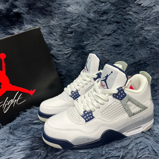 Giày thể thao JD4 Retro ‘Midnight Navy’, Giày JD4 Trắng  Xám vạch Navy Full Box