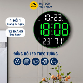 Đồng hồ điện tử treo tường để bàn HOTECH 2 khung giờ báo thức thời gian thứ ngày tháng nhiệt độ độ ẩm đếm ngược DHO10H