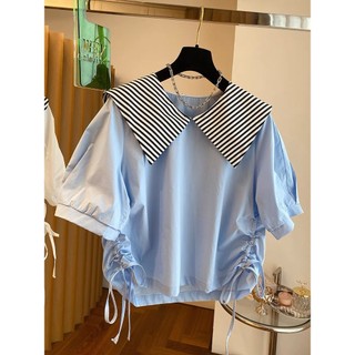 Áo sơ mi nữ S41 kiểu thủy thủ phối cổ cotton mềm mịn cực mát có 2 màu