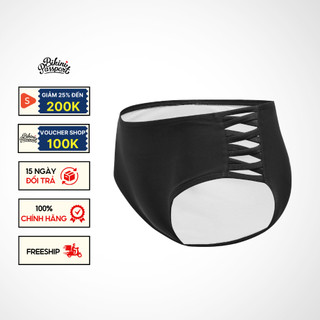 Quần bơi Nữ BIKINI PASSPORT kiểu lưng thấp đan dây- màu Đen -BS134_BL