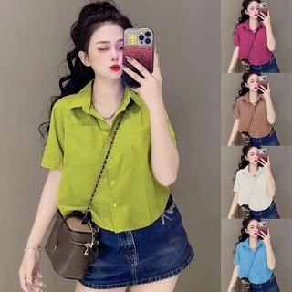 Áo Sơ Mi Nữ Tay Ngắn A0130 Form Rộng Nhiều Màu