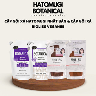 Cặp gội xả Hatomugi Botanical và Gội xả Bioliss Veganee Nhật Bản Gội xả giảm rụng phồng tóc phục hồi