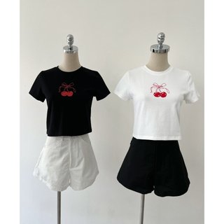 Áo croptop/babytee in hình trái cherry | PINA TOP | SECODEE
