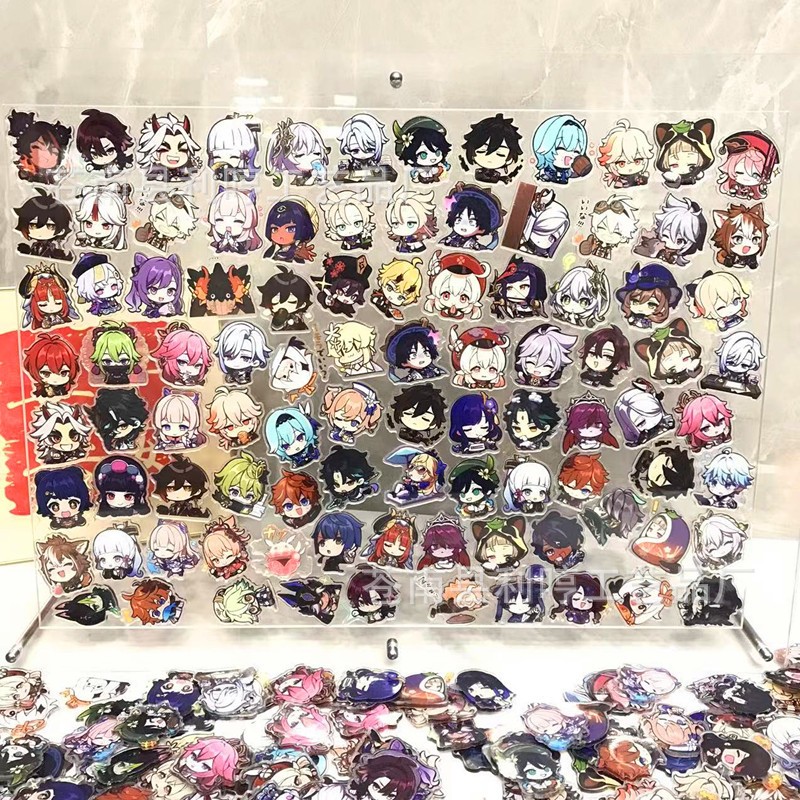 Combo 10 Miếng charm nhựa 2cm acrylic hình Genshin, One piece, shin, lotso... trang trí phụ kiện điện thoại
