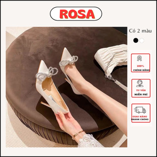 Giày cao gót lụa nơ soàn sang choảnh Rosa fashion cg-17591