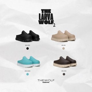  Dép Sandal Nam Nữ Tăng Chiều Cao THEWOLF ESSENTIAL LARVA SLIDE SANDAL V2 - Đen Xanh Nâu Beige 