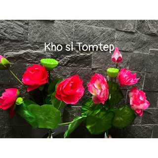 Bụi hoa sen giả trang trí đầy đủ hoa lá đài sen giá tốt nhất