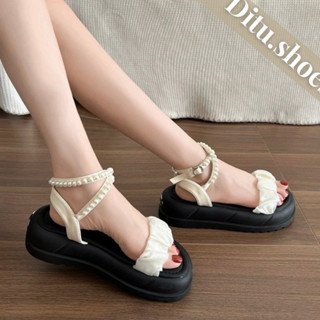 Giày sandal nữ Đế bánh mì cao 5cm qua nhúng hậu đính Ngọc cực sang chảnh
