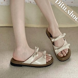 Dép nữ quai nơ phối màu sang chảnh nhà Ditushoes - dép nữ quai ngang sang chảnh