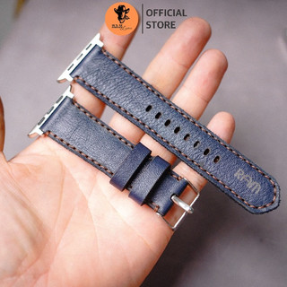 Dây Đồng Hồ Handmade Aple Watch AW, iWatch, iPhone Watch Da Dê Xanh Navy RAM Leather Classic 1993 Siêu bền