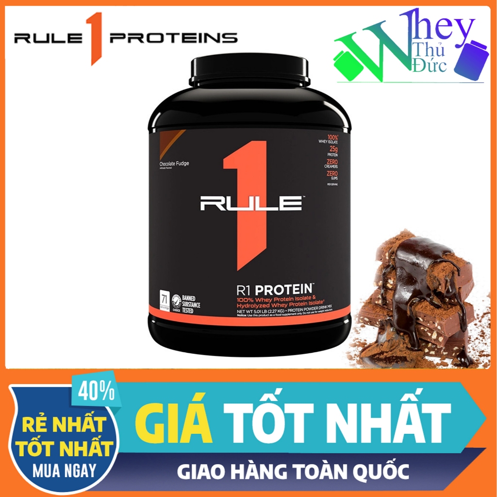 Combo 2 hủ WHEY RULE 1 PROTEIN 5 LBS 70 Servings vị Chocolate Fudge