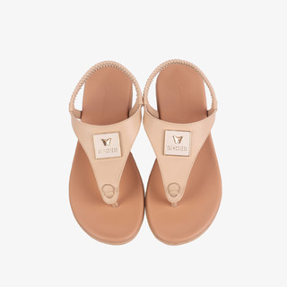 [HCM] Sandal Xẹp Hạnh Dung Kẹp Bản Hậu Thun HD04934AD ( Màu Đen - Kem - Trắng )