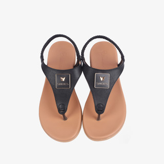 [HCM] Sandal Xẹp Hạnh Dung Kẹp Bản Hậu Thun HD04934AD ( Màu Đen - Kem - Trắng )
