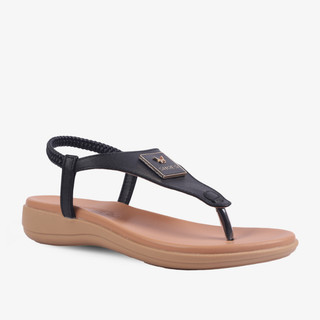 [HCM] Sandal Xẹp Hạnh Dung Kẹp Bản Hậu Thun HD04934AD ( Màu Đen - Kem - Trắng )