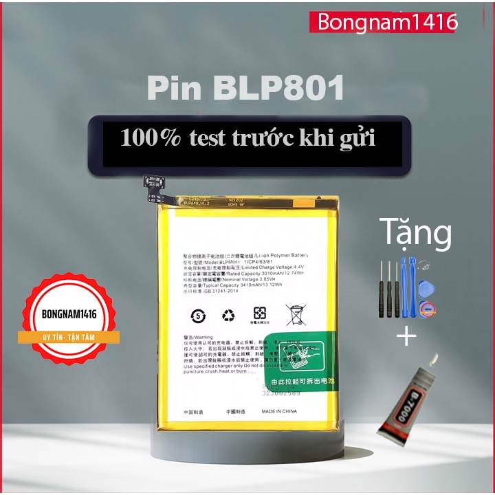 Pin thay thế One Plus BLP801 / OnePlus 8T / OnePlus 9R 4500mAh kèm bộ sửa và keo dán