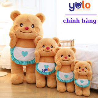 Gấu bông gấu bơ đeo yếm siêu cute.thú nhồi bông gấu bơ đoe yems hình trái tim sản phâm chính hãng  của gấu bông yolo