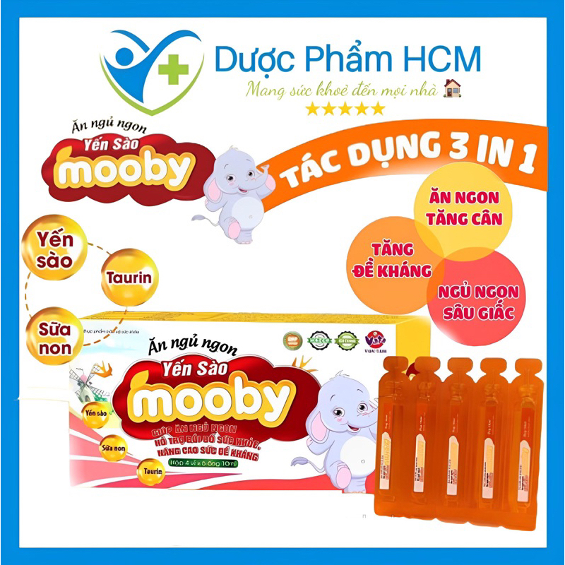 CHÍNH HÃNG} Ăn ngủ ngon yến sào mooby - hỗ trợ tăng cân,tăng đề kháng,ngủ sâu giấc hộp 20 ống