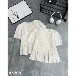 Áo sơ mi peplum pha ren 5798 QC