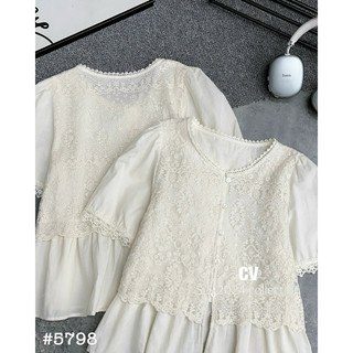 Áo sơ mi peplum pha ren 5798 QC