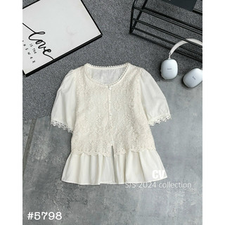 Áo sơ mi peplum pha ren 5798 QC