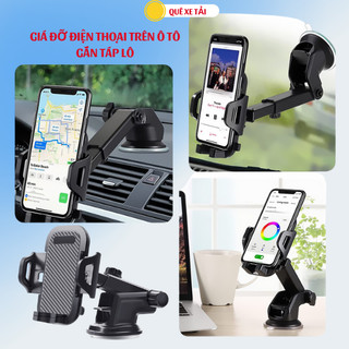 Kẹp điện thoại ô tô gắn táp lô vân carbon xoay 360 độ, giá đỡ điện thoại ô tô gắn chắc chắn tên táp lô, kính chắn gió xe