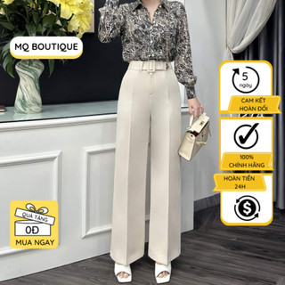 Quần nữ ống suông đai thắt dài thiết kế công sở lưng cạp cao vải trượt cao cấp suông thiết kế MQ Boutique