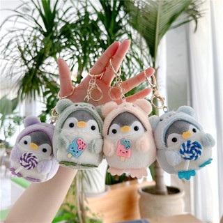 Móc khóa chim cánh cụt nhồi bông dễ thương treo balo cặp xách