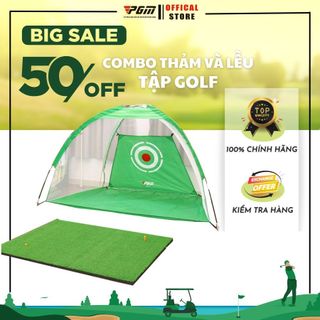 Lưới tập golf và thảm tập golf, combo thảm và lưới tập golf tại nhà, thảm tập golf 1m, lưới tập golf màu xanh 2m