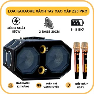 Loa Karaoke Xách Tay Cao Cấp 12 Loa - Âm Thanh Vòm Đa Hướng, Loa Kéo Xách Tay Tặng Kèm 2 Mic Karaoke