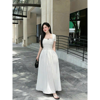Váy maxi ren phối chân thô xoè PKT