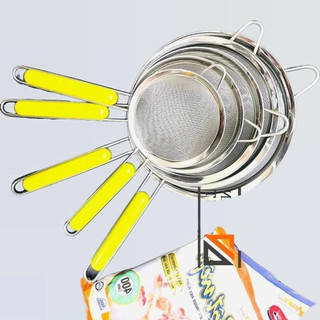 RÂY BỘT, LƯỢC DỪA RAU MÁ, CẢO VỚT BỌT INOX cầm tay - lưới khít CÓ TAY CẦM NHỰA BỌC CHỐNG NÓNG
