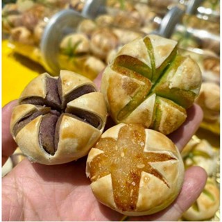 Bánh đồng tiền mix 3 vị  dừa sầu riêng, đậu xanh lá dứa, khoai môn 300g 12 bánh Ăn vặt thuần chay