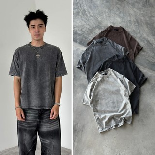 Áo thun wash axit  trơn basic AMA, tay lỡ form overfit, unisex , chất thun dày dặn.