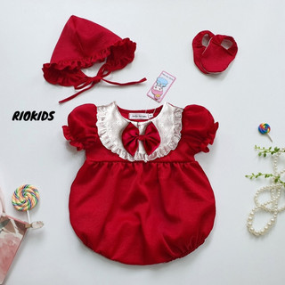 [3-12kg] Bodysuit áo liền quần cho bé sơ sinh RIOKIDS quần áo đầy tháng thôi nôi cho bé gái đỏ BD3