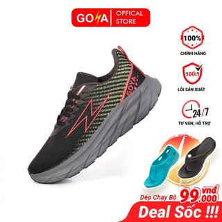 Giày thể thao chạy bộ nam nữ Goya Plus năm 2024 màu đen viền vàng