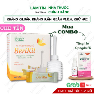 Berikit Bộ thụt rửa phụ khoa vệ sinh phụ nữ kèm 15 gói muối - dung dịch vệ sinh rửa sạch sâu cô bé