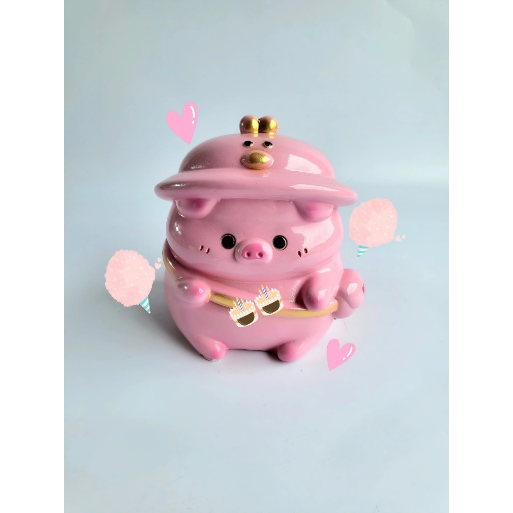 Heo Đất Lợn Đất Mẫu Heo Đội Mũ Vịt Đáng Yêu, Ống Heo Đất Tiết Kiệm Dễ Thương - Xưởng Thạch Cao HN