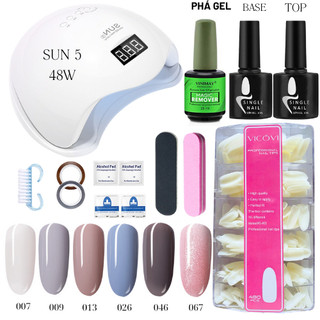 ComBo làm móng (sơn gel 12 chai sơn thạch SINGLE+Máy Hơ Gel SUN S2+Dũa đen nhám+TOP&BASE sơn gel) làm nail tại nhà