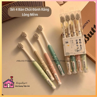 Bàn chải đánh răng 🍊SALE 🍊Set 4 bàn chải đánh răng than tre ESERSU mềm mại bảo vệ răng -Bàn chải đánh răng