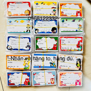 100 Chiếc Nhãn Vở Cắt To Đủ- Nhãn Vở Decal Bóc Dán(10 Túi=100 Chiếc)